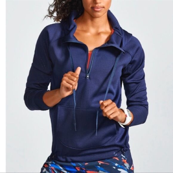 Athleta Anorak Atmosphere Half Zip Pullover Hoodie Navy Extra Small - Picture 1 of 10
